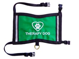 Emerald Green Therapy Dog Vest For Tiny Dogs With Reflective Strips.