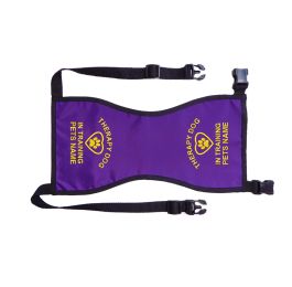 Purple Therapy Dog In Training Vest With Yellow Text